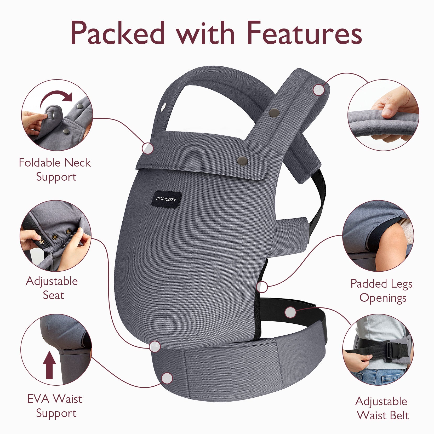 PureHug Baby Carrier - Grey Color - Image 4